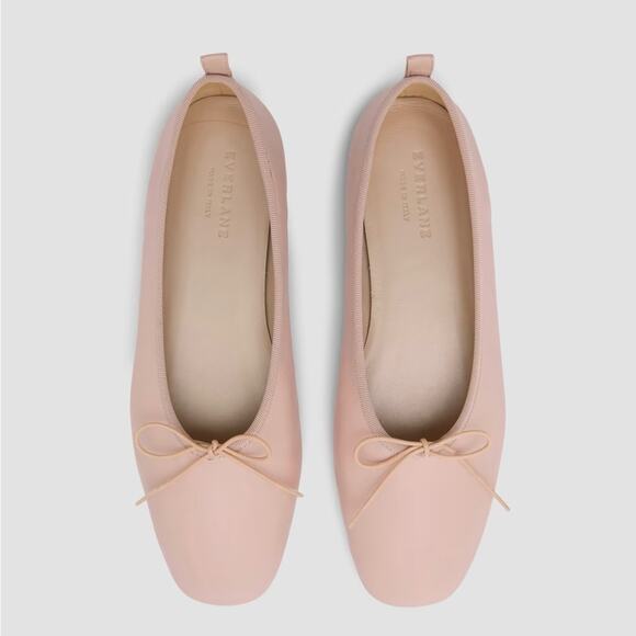 EVERLANE The Italian Leather Day Ballet Flat in Pale Pink Slip On Bow Size 6 - Picture 11 of 11